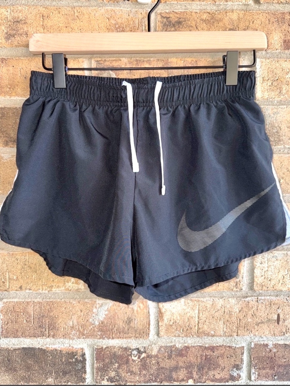 Nike Women’s Black Athletic Shorts lined with White Drawstring